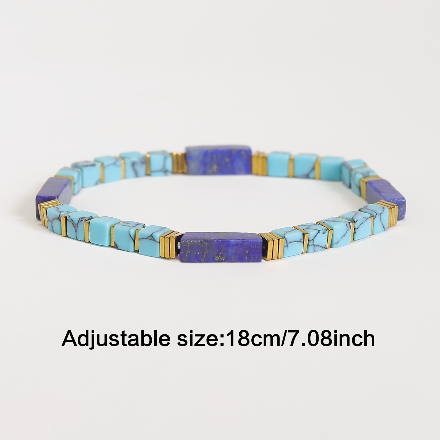 2pcs Lapis Lazuli & Turquoise Square Beaded Bracelet Set